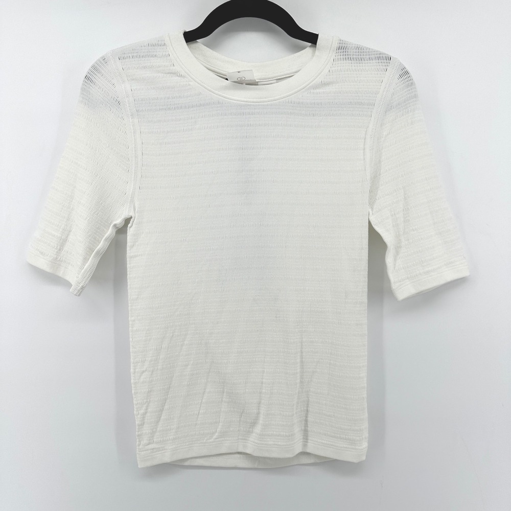 CALIA Focus Seamless Crop Tee Pure White WAX15125 Womens Size S Short Sleeve